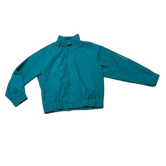 London Fog Windbreaker Women's Large Blue Teal Full Zip Jacket Arm Pocket - Picture 4 of 17